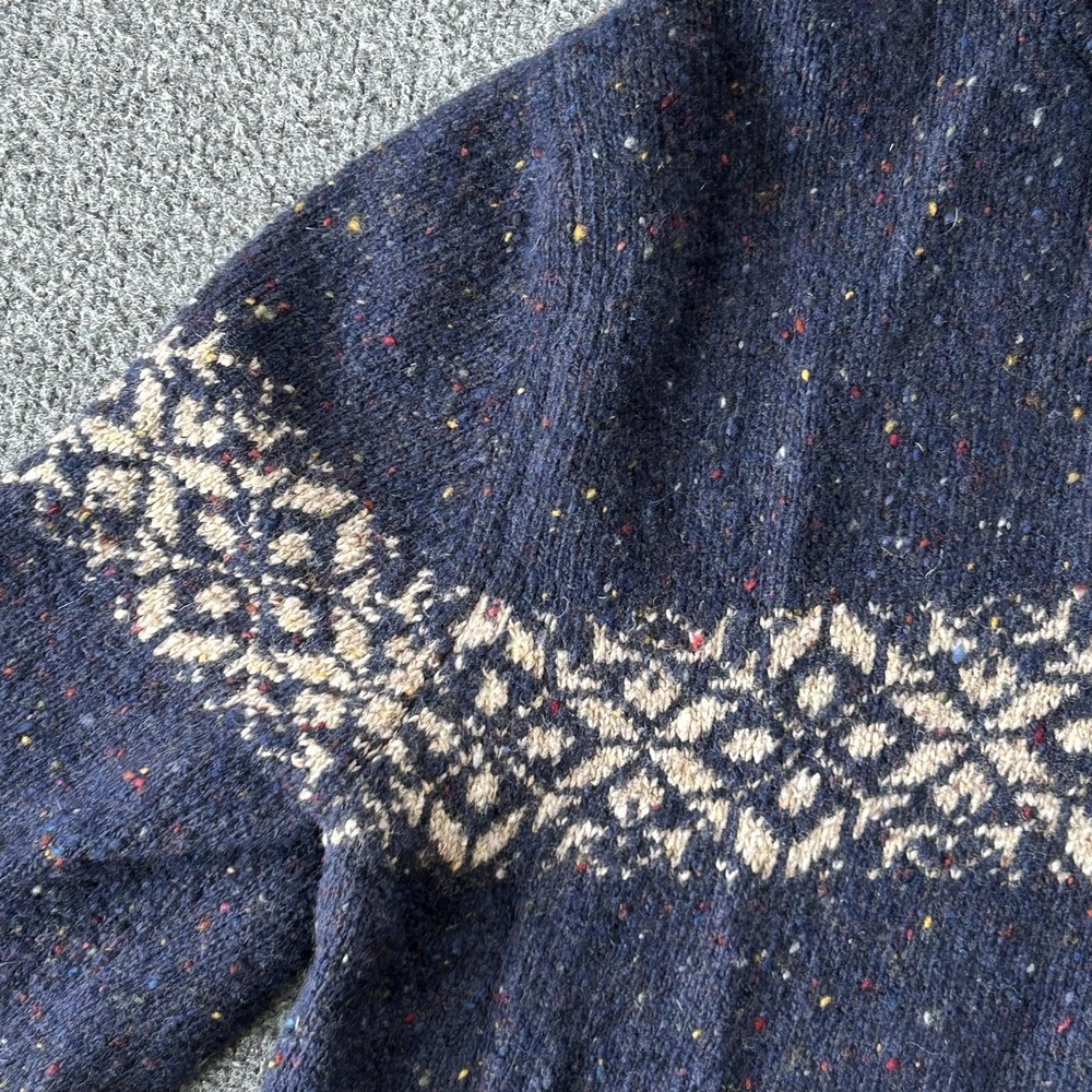 Express Sweater Mens Large Navy Wool Blend Quarter‎ Zip Fair Isle Made Japan - Picture 3 of 10